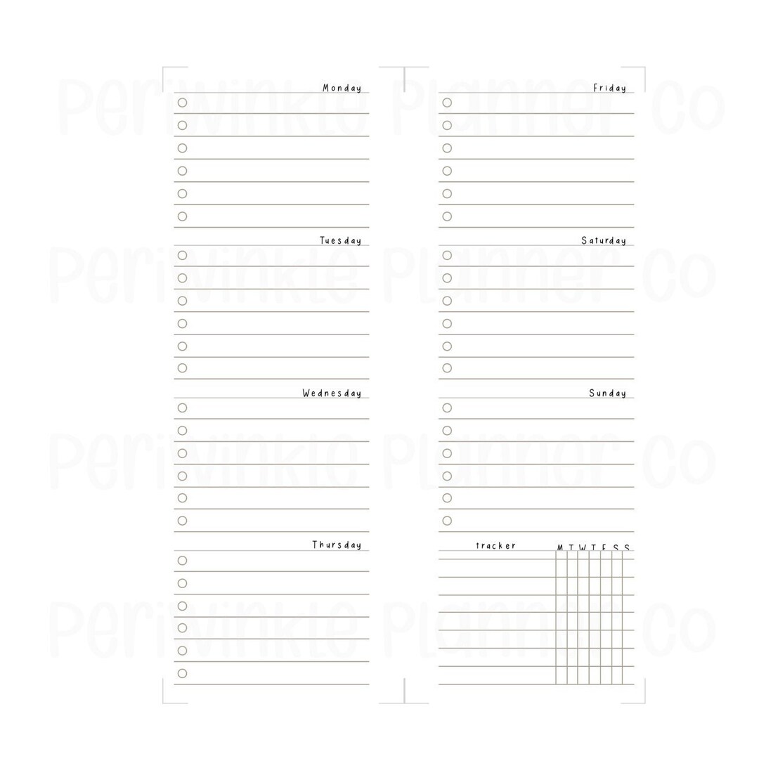 SKINNY MINI Undated Weekly Inserts Fitting Happy Planner Printable 7 ...