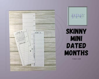 Skinny Mini Planner pages MONTHS ONLY for 2027 like Happy Planner 7 disc discbound punched