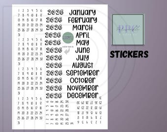 Month & 2026 year STICKER SHEET (2025)