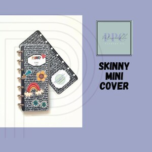 SKINNY MINI Cover fitting Happy Planner SEVEN disc size Composition Notebook Style Retro Themed