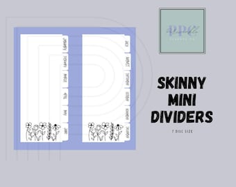 Skinny Mini Planner Dividers  Minimal Designs fit 7 discs