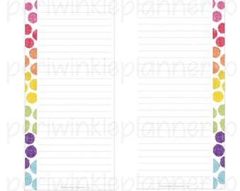 LINED PAPER: fitting Skinny Classic Happy Planner insert Half Note POLKADOT-Summer Printable