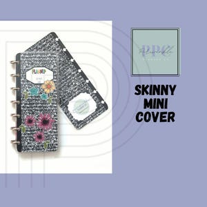 SKINNY MINI Cover fitting Happy Planner SEVEN disc size Composition Notebook Style Flower Themed