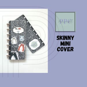 SKINNY MINI Cover fitting Happy Planner SEVEN disc size Composition Notebook Style Cat Themed