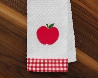 Apple Hand Towel-Waffle Weave- Kitchen- Bathroom-Summer