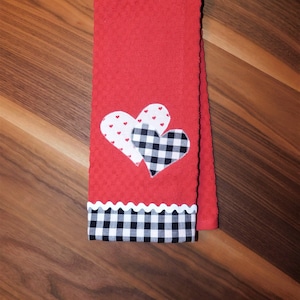 Heart Hand Towel-Waffle Weave- Kitchen- Bathroom-Valentines