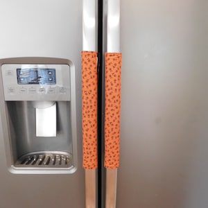 Fall Orange/Black Refrigerator Handle Covers- Kitchen- (SET OF 2)