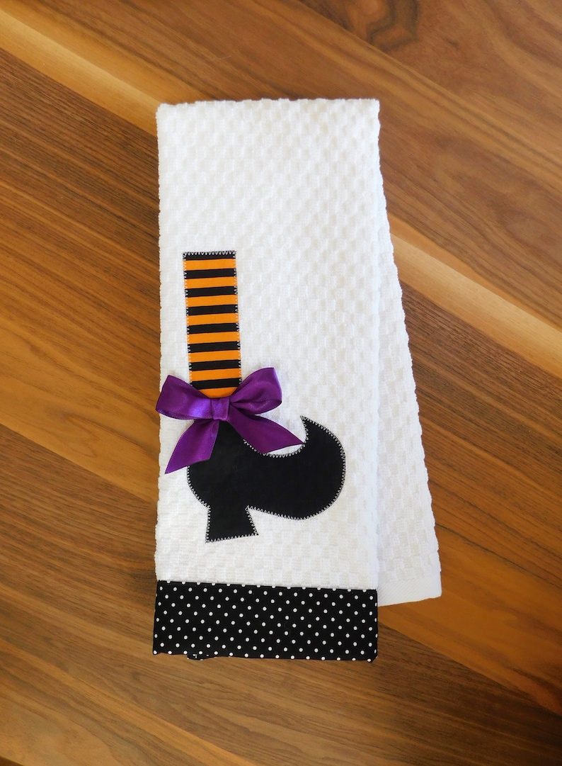 Witch Shoe Hand Towel-Waffle Weave Kitchen Bathroom Halloween Purple