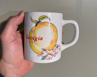 Vintage Georgia Peach Cherry Blossom Flower Mug