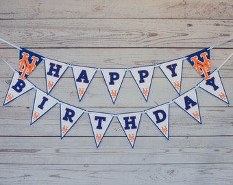 New York Mets Happy Birthday Banner, Baseball Party, Baseball, New York Mets Banner, New York Mets, Mets Decorations, MLB Party