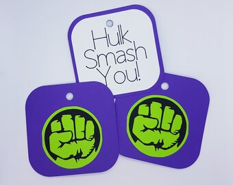 Hulk Favor Tags, Hulk Party, Avengers Birthday Gift Tags, Hulk, Superhero, Thank You Tags, HULK Loot Bags, Incredible HULK, Hulk Party Favor