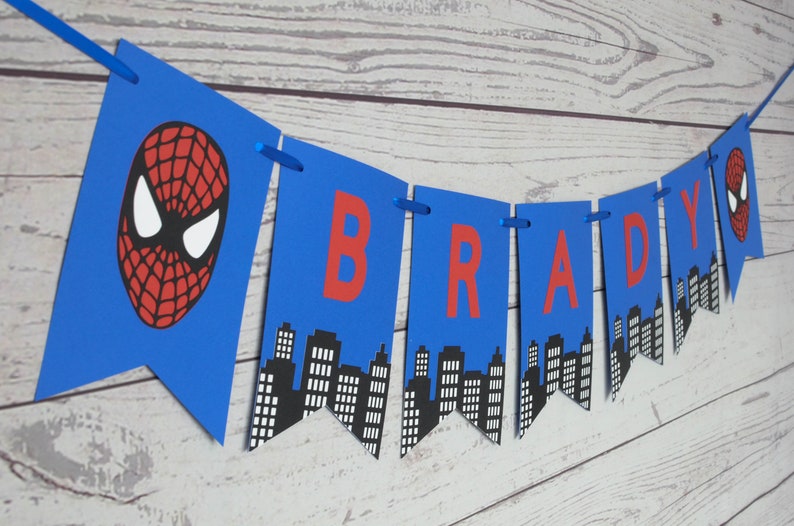 Spiderman Personalized Banner, Spiderman Party, Superhero, Spiderman Banner, Endgame, Avengers, Superhero Party, Spiderman Decorations, Blue image 2