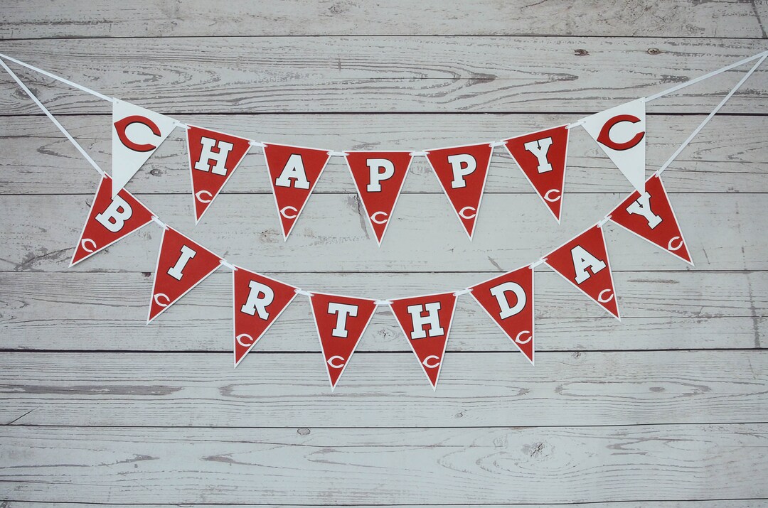 Cincinnati Reds Happy Birthday Banner Baseball Party Etsy Ireland