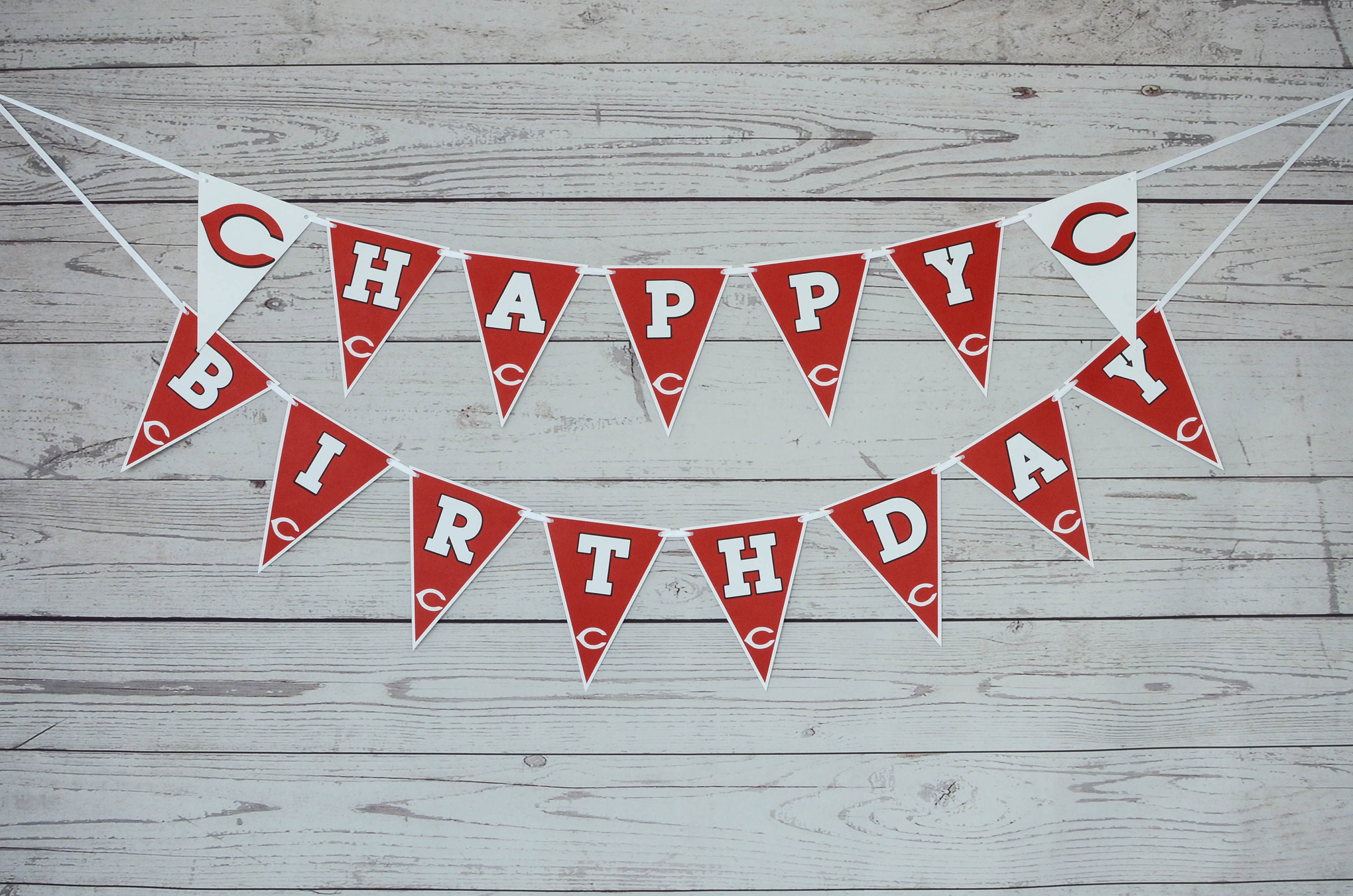 Cincinnati Reds Happy Birthday Banner Baseball Party Etsy