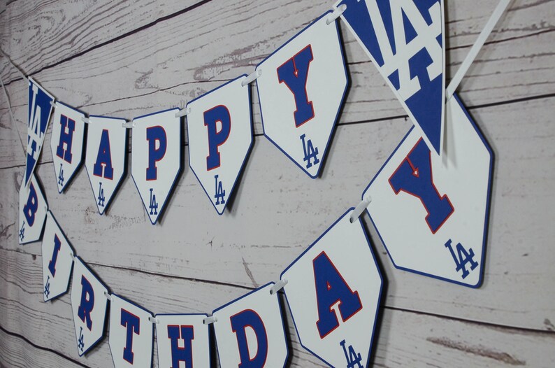 Los Angeles Dodgers Happy Birthday Banner Baseball Party - Etsy