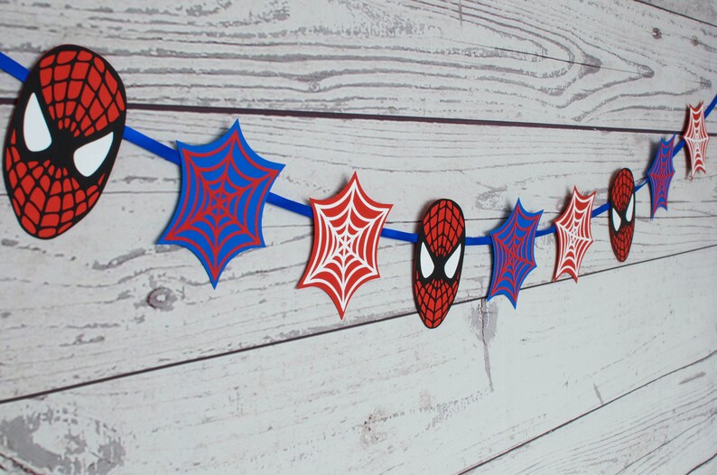 Spiderman Garland, Spiderman Party, Spiderman Birthday Garland, Spiderman, Spidergirl, Superhero, Avengers, Spiderman Decorations image 1