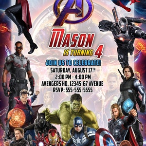 Avengers Birthday Invitation, Avengers Birthday, Avengers Invitation, Super Hero Party, Super Hero Birthday, Super Hero Birthday Invitation image 2
