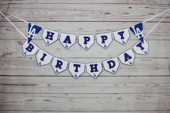 Los Angeles Dodgers Happy Birthday Banner Baseball Party | Etsy