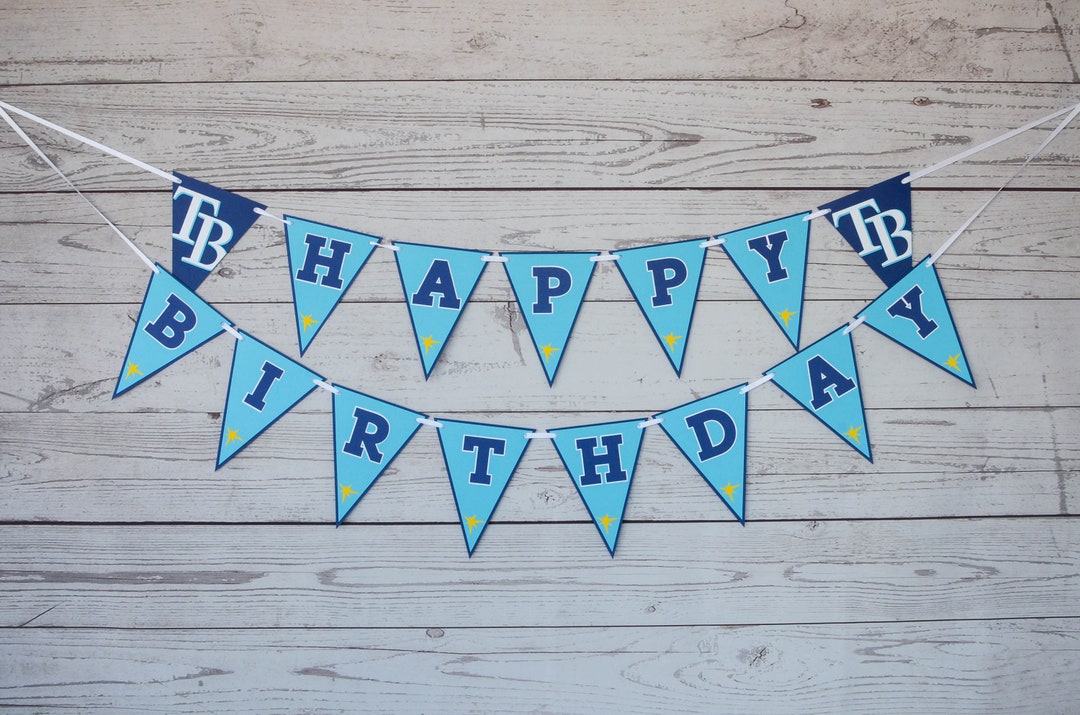 Tampa Bay Rays Happy Birthday Banner Baseball Party Etsy