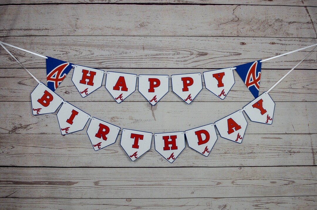Atlanta Braves Happy Birthday Banner, Baseball Party, Baseball, Atlanta