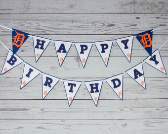 Detroit Tigers Happy Birthday Banner, Baseball Party, Baseball, Detroit Tigers Banner, Tigers, Tigers Decorations, MLB Party, Detroit Tigers