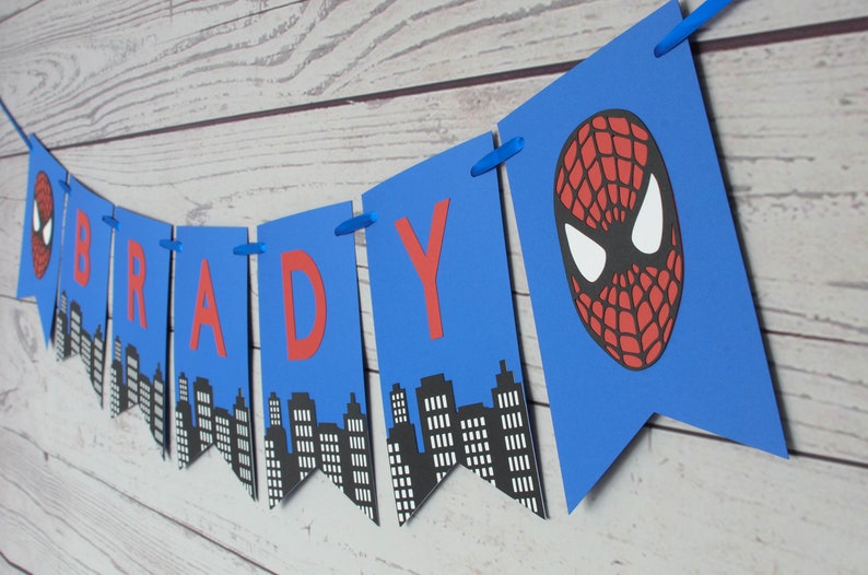 Spiderman Personalized Banner, Spiderman Party, Superhero, Spiderman Banner, Endgame, Avengers, Superhero Party, Spiderman Decorations, Blue image 3