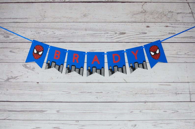 Spiderman Personalized Banner, Spiderman Party, Superhero, Spiderman Banner, Endgame, Avengers, Superhero Party, Spiderman Decorations, Blue image 1