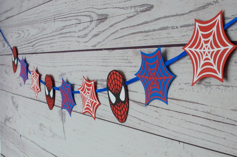 Spiderman Garland, Spiderman Party, Spiderman Birthday Garland, Spiderman, Spidergirl, Superhero, Avengers, Spiderman Decorations image 3