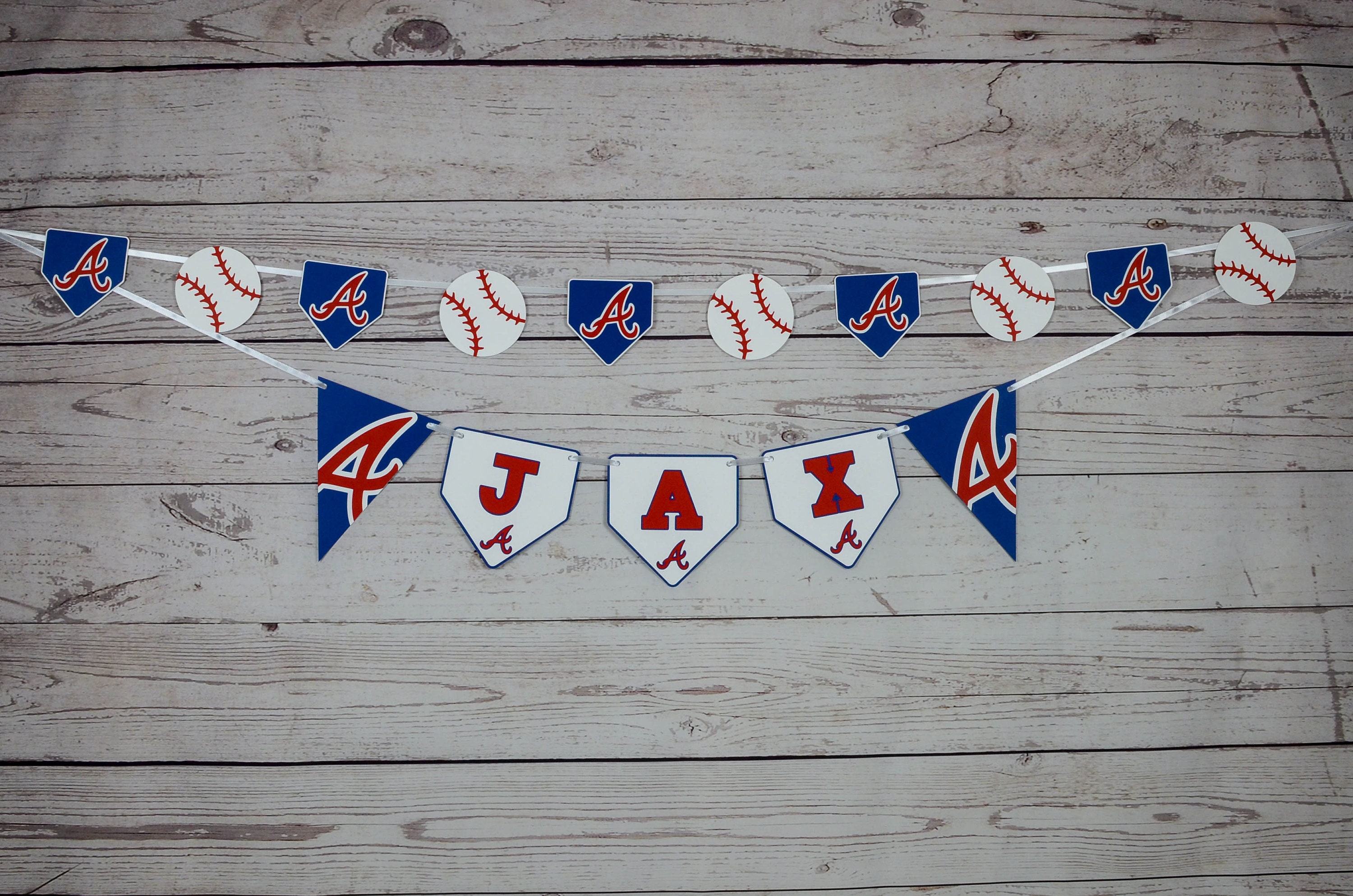 Atlanta Braves Happy Birthday Banner Baseball Party Etsy