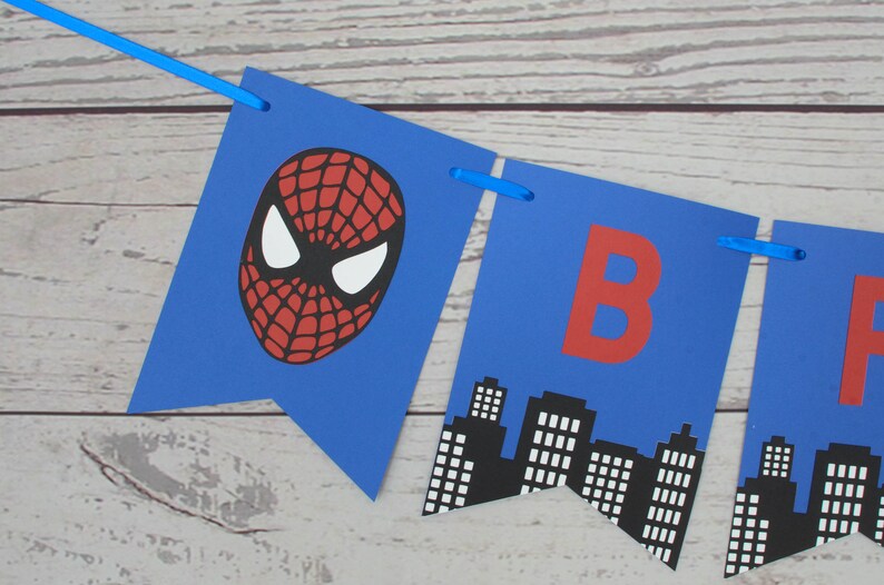 Spiderman Personalized Banner, Spiderman Party, Superhero, Spiderman Banner, Endgame, Avengers, Superhero Party, Spiderman Decorations, Blue image 4