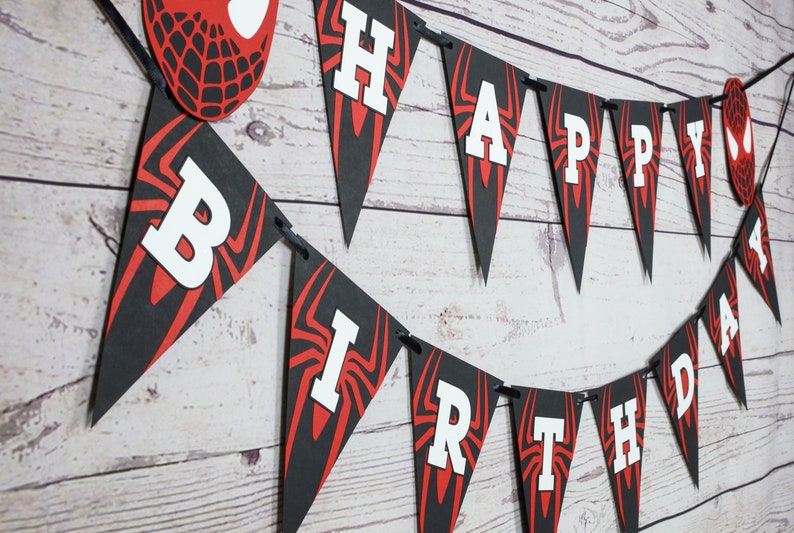 Miles Morales Happy Birthday Banner, Superhero Party, Spider-Verse Birthday, Spider-Verse, Superhero Decorations, Spiderman, Miles Morales image 2