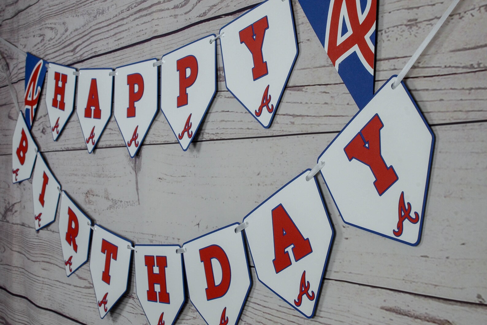 Atlanta Braves Happy Birthday Banner Baseball Party Etsy