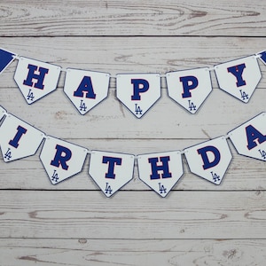 Los Angeles Dodgers Happy Birthday Banner, Baseball Party, Baseball ...