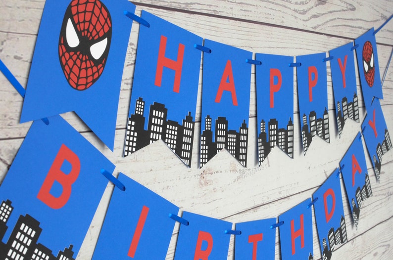 Spiderman Birthday Banner, Spiderman Party, Spiderman Birthday, Superhero, Happy Birthday, Spiderman, Spidergirl, Spiderman Decorations image 2