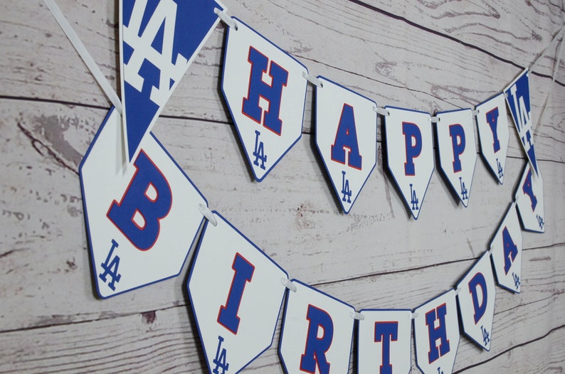 Los Angeles Dodgers Happy Birthday Banner Baseball Party | Etsy