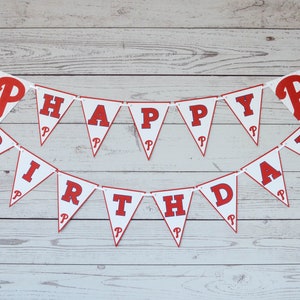 Philadelphia Phillies Happy Birthday Banner, Baseball Party, Baseball, Philadelphia Phillies Banner, Phillies Decorations, MLB Party