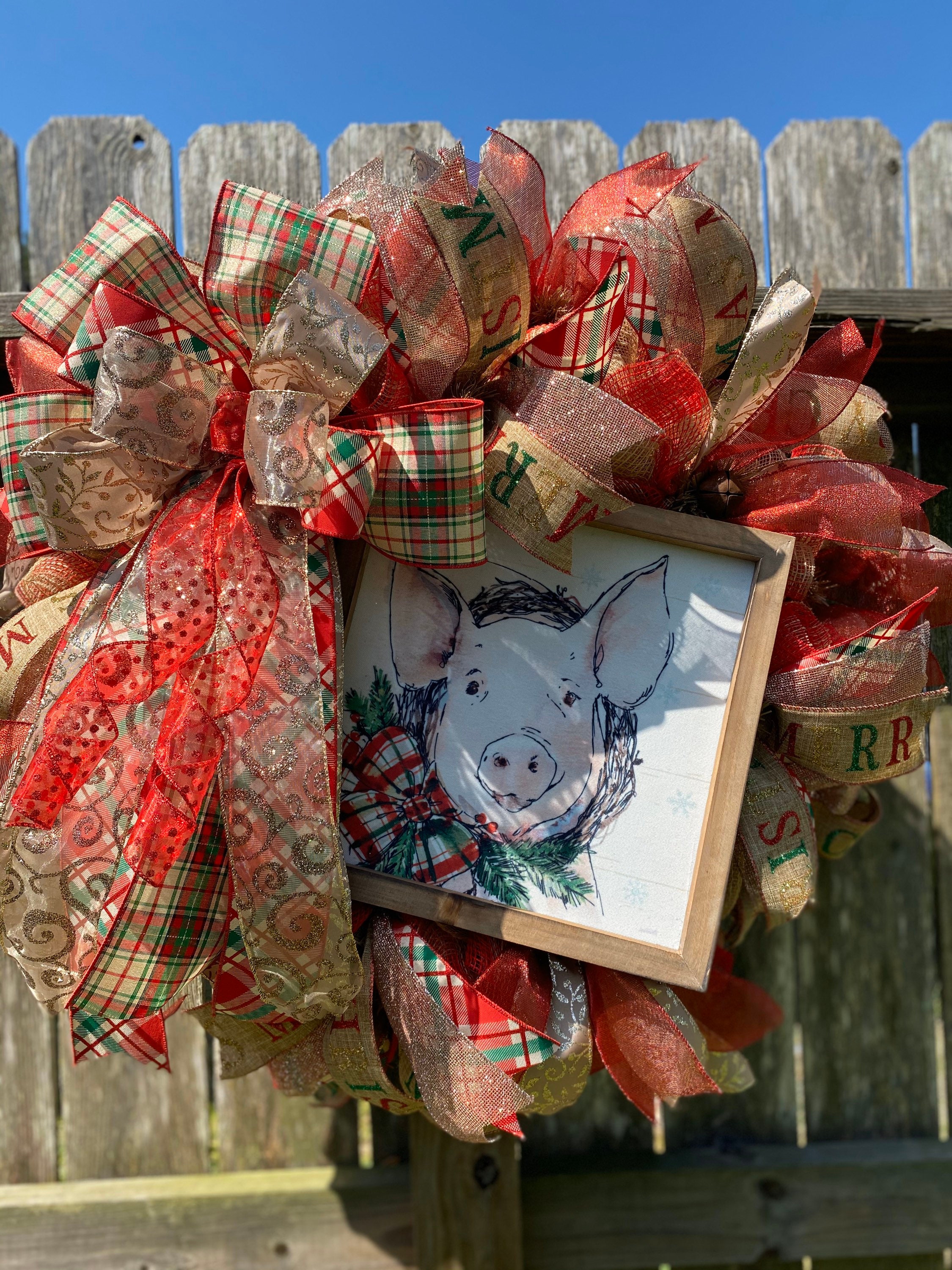 Christmas wreath christmas pig wreath chirstmas pig decor pig Etsy