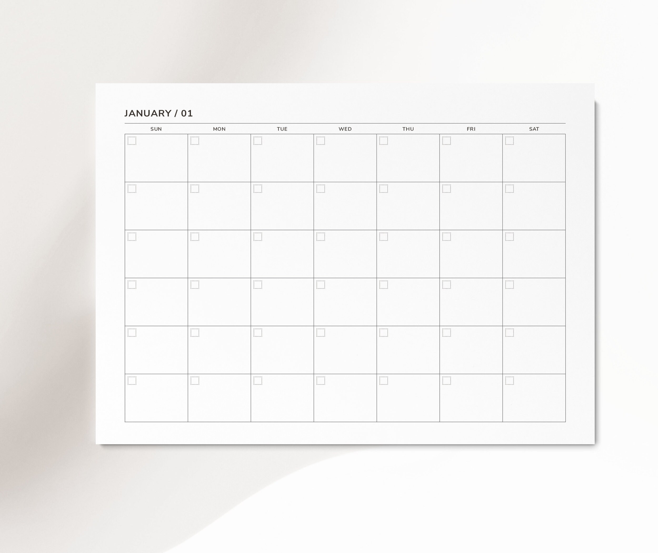 Printable Blank Calendar Monthly Titles No Numbers 12 | Etsy