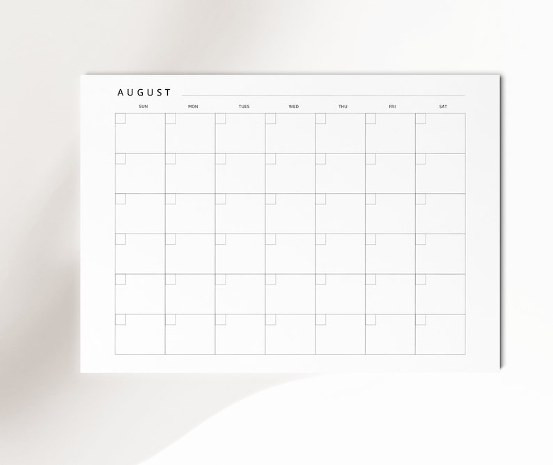 Printable 12 month blank calendar blank 8 5 x 11 inches etsy