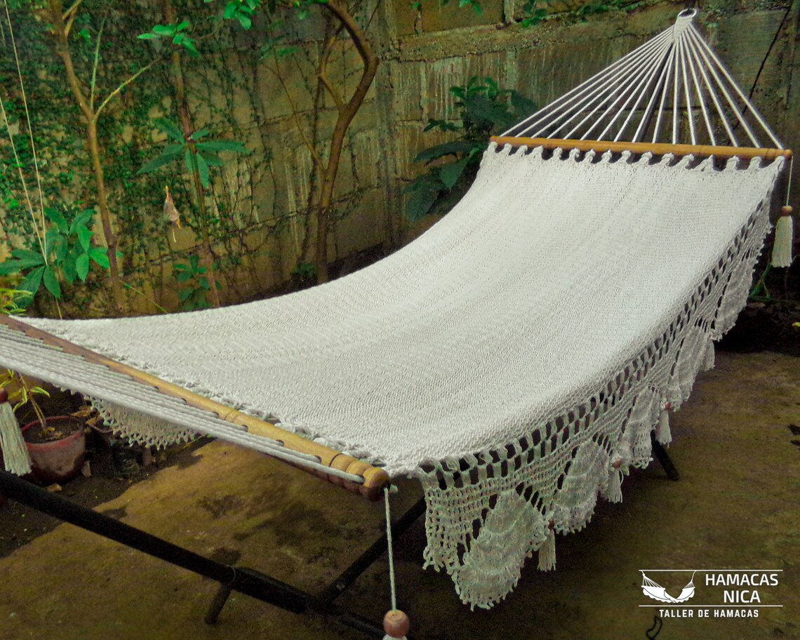 Cotton Handwoven Double Hammock with wooden spreader bars Etsy