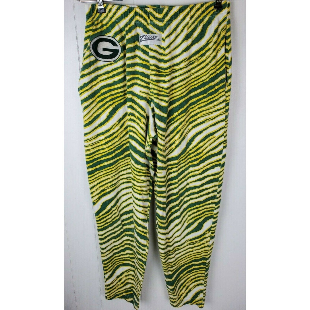 Vtg Green Bay Packers Zubaz NFL Football Pants Bottom Adult Sz S Yellow