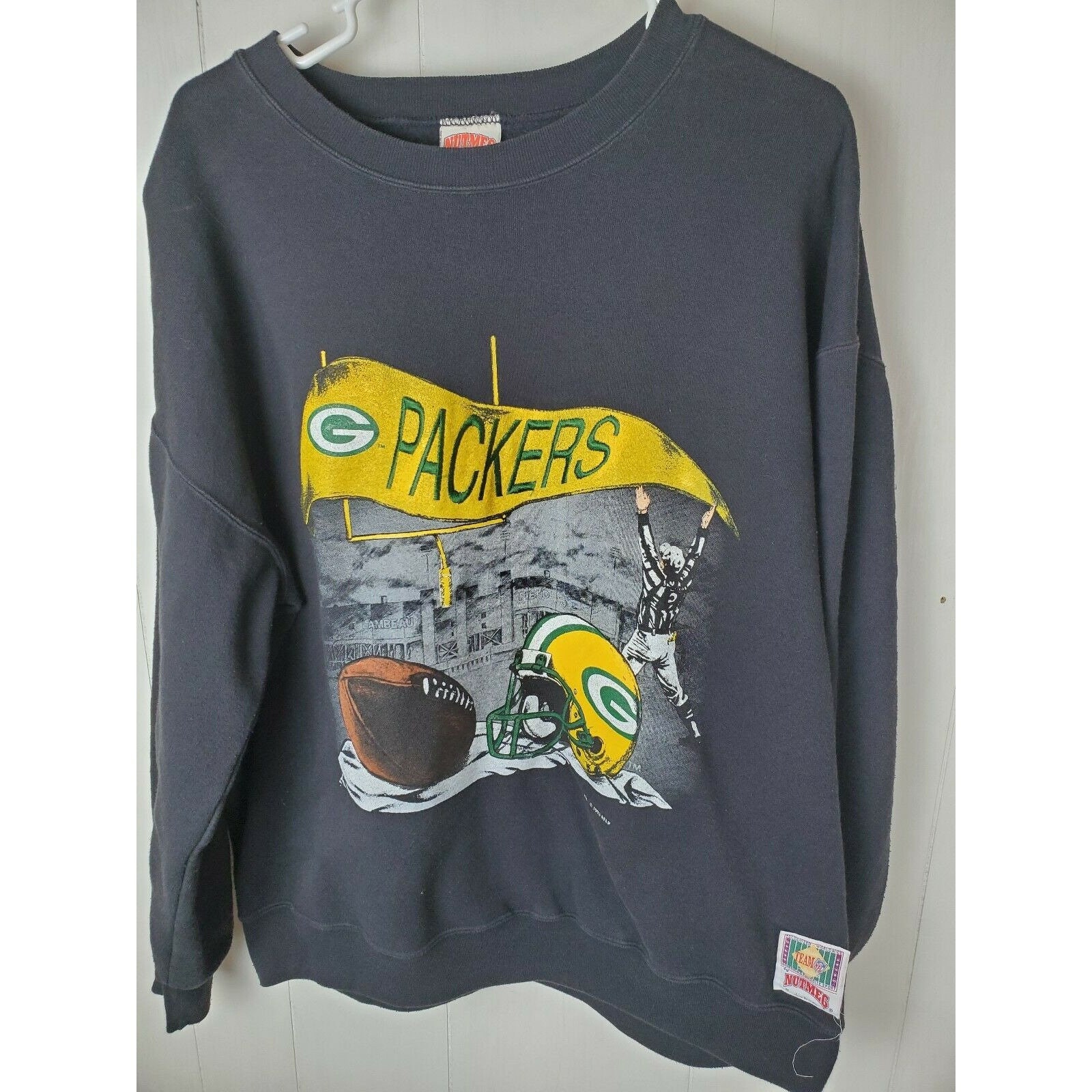 Vtg Nutmeg Mills Green Bay Packers Sweatshirt Size XL Black - Etsy