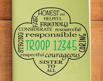 Girl Scout Trefoil with Promise and Troop Number