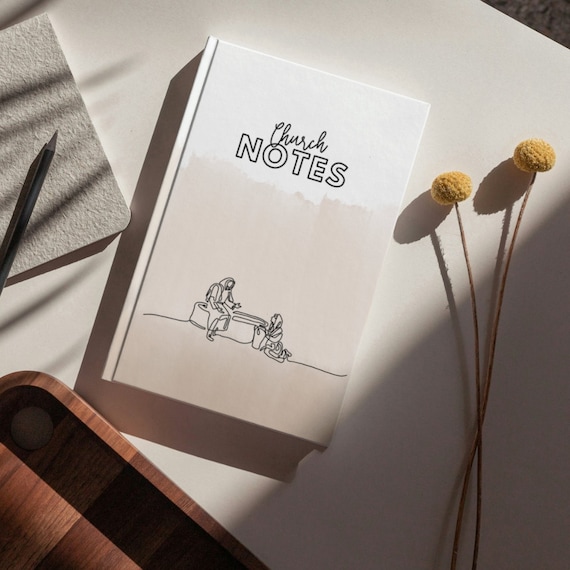 Hardcover Church Journal Notebook - Jesus and the Woman at the Well Single Line Illustration