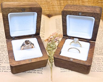 Rustic Wooden Engagement Ring Box for Proposal, Wedding or Photography