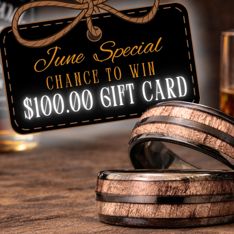 Whiskey Barrel Ring with Wood Inlay, Unique Mens Wedding Band, Tungsten and Whiskey Inlay Man Ring, Wood Wedding Band or Mens Promise Ring zdjęcie 5