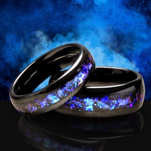 Galaxy Meteorite Ring for Men or Women,Space Ring, Matching Rings for Couples, Galaxy Resin Ring, Meteorite Wedding Band, Meteorite Ring