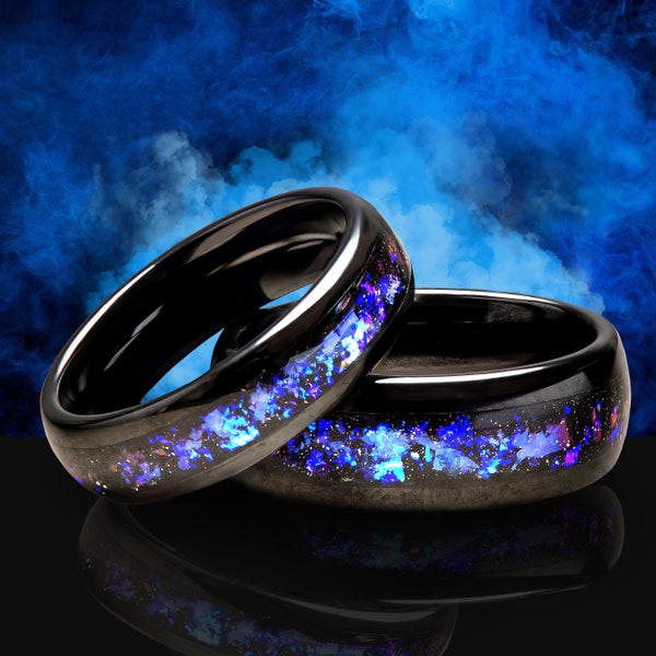 Galaxy Meteorite Ring for Men or Women,Space Ring, Matching Rings for Couples, Galaxy Resin Ring, Meteorite Wedding Band, Meteorite Ring