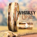 Whiskey Barrel Ring with Gold and Opal Accent Mens Engagement Promise or Wedding Band. Wood Wedding Ring with Whiskey Wood, Opal and Gold