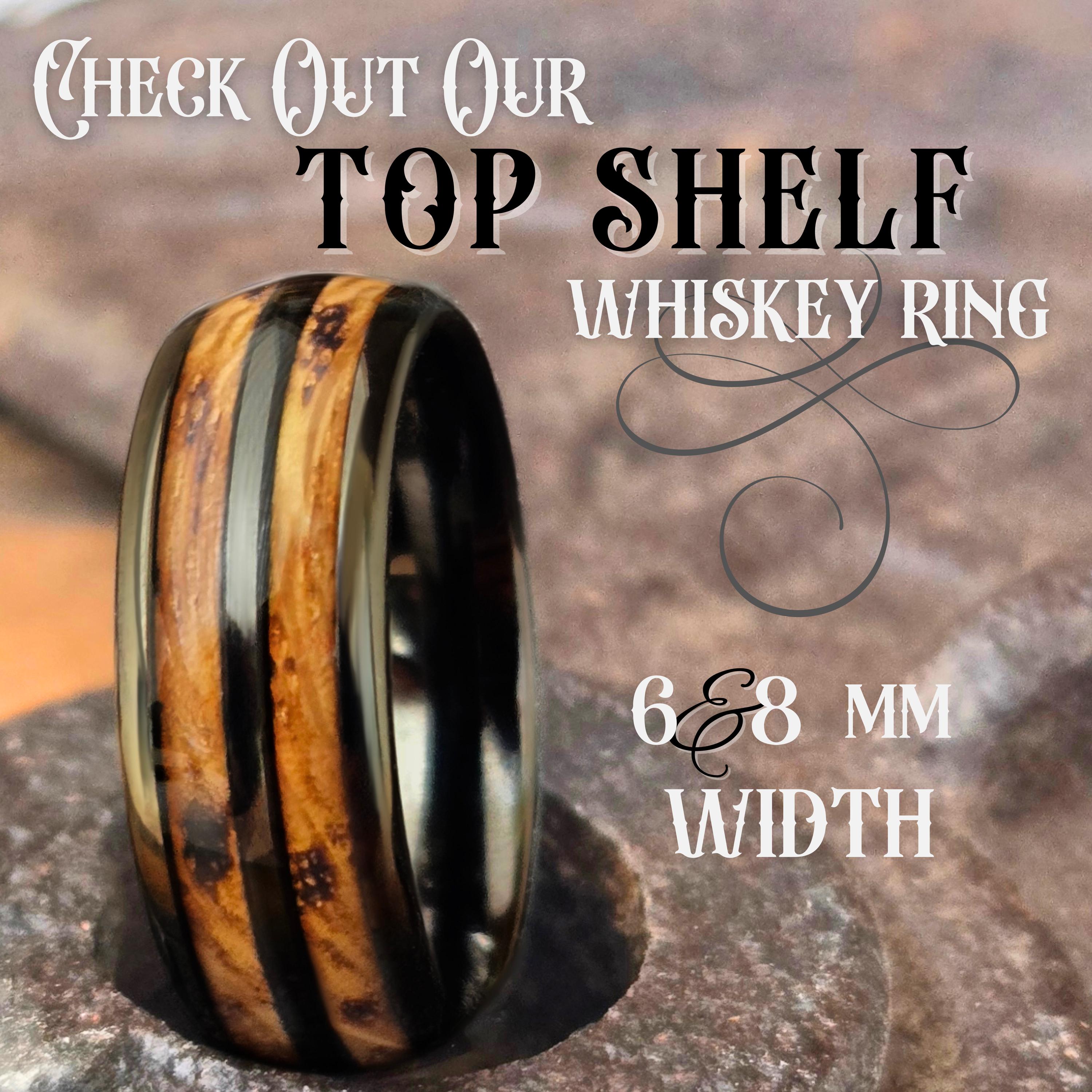Whiskey Barrel Ring with Gold and Opal Accent Mens Engagement Promise or Wedding Band. Wood Wedding Ring with whiskey wood, opal and gold